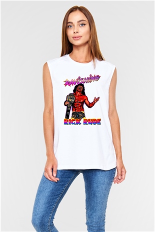 Rick Rude Beyaz Unisex  Kolsuz Tişört