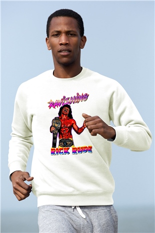 Rick Rude Beyaz Unisex  Sweatshirt