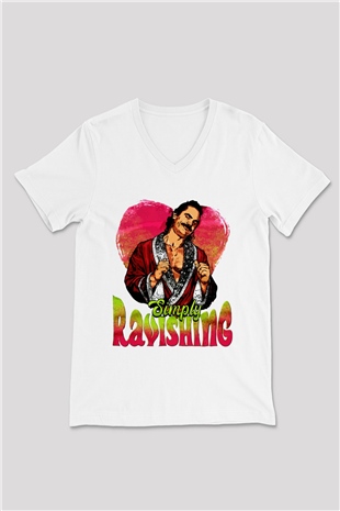 Rick Rude Beyaz Unisex  V Yaka Tişört