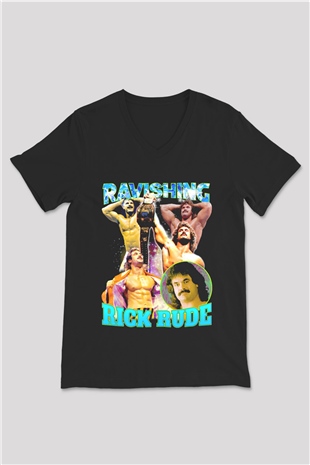 Rick Rude Siyah Unisex  V Yaka Tişört