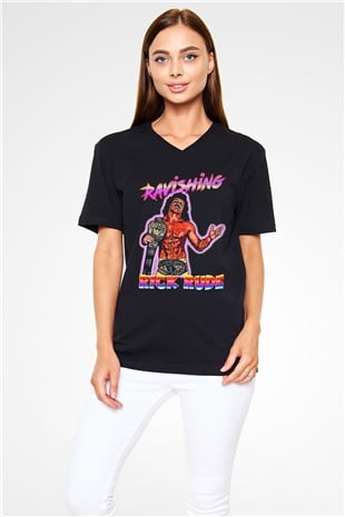Rick Rude Siyah Unisex  V Yaka Tişört