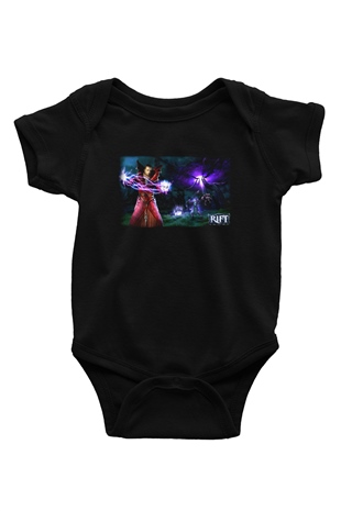 Rift Baskılı Siyah Bebek Body - Zıbın