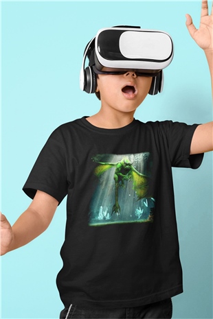 Rift Baskılı Siyah Unisex Çocuk Tişört