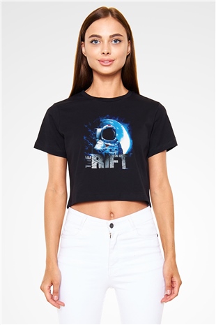 Rift Siyah  Crop Top Tişört