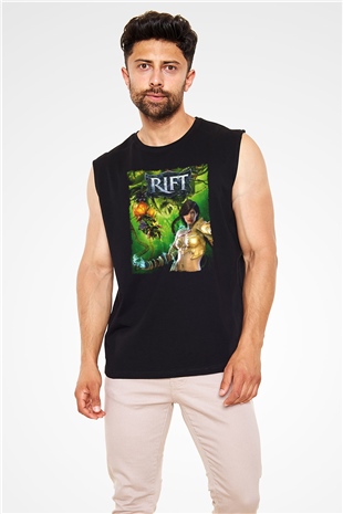 Rift Siyah Unisex Kolsuz Tişört