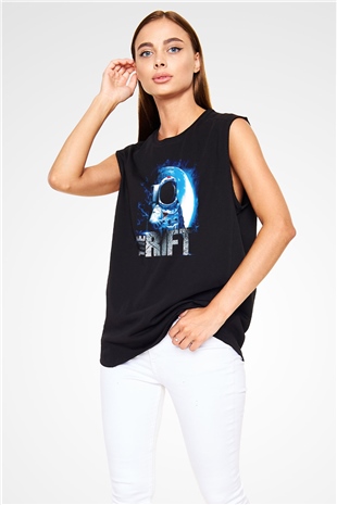 Rift Siyah Unisex Kolsuz Tişört