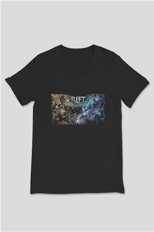 Rift Siyah Unisex V Yaka Tişört
