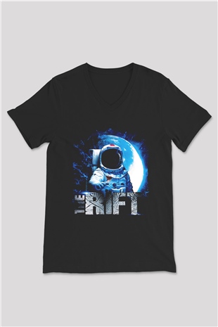 Rift Siyah Unisex V Yaka Tişört