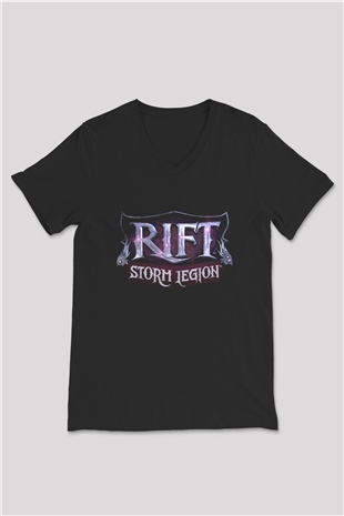 Rift Siyah Unisex V Yaka Tişört
