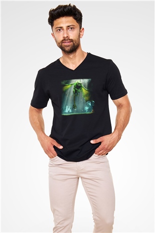 Rift Siyah Unisex V Yaka Tişört T-Shirt