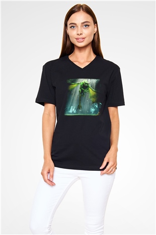 Rift Siyah Unisex V Yaka Tişört T-Shirt
