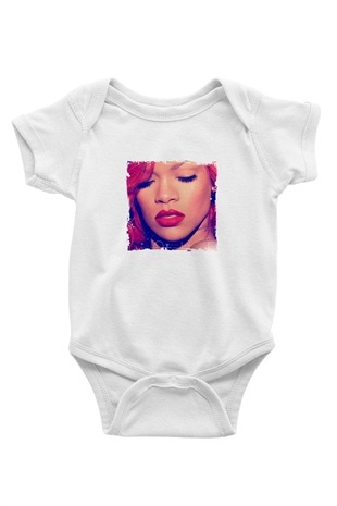 Rihanna Baskılı Unisex Beyaz Bebek Body - Zıbın
