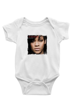 Rihanna Baskılı Unisex Beyaz Bebek Body - Zıbın