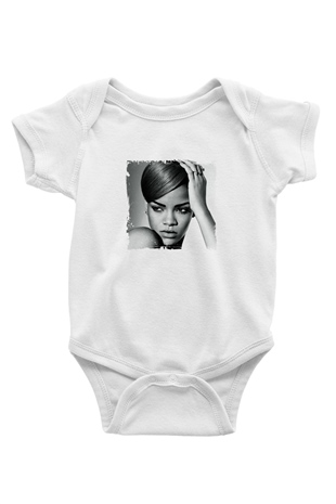 Rihanna Baskılı Unisex Beyaz Bebek Body - Zıbın