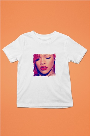 Rihanna Baskılı Unisex Beyaz Çocuk Tişört
