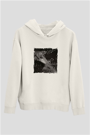 Rihanna Baskılı Unisex Beyaz Kapüşonlu Sweatshirt