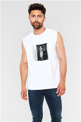 Rihanna Baskılı Unisex Beyaz Kolsuz Tişört