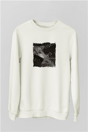 Rihanna Baskılı Unisex Beyaz Sweatshirt
