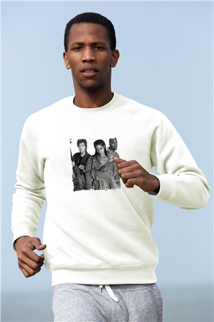 Rihanna Baskılı Unisex Beyaz Sweatshirt