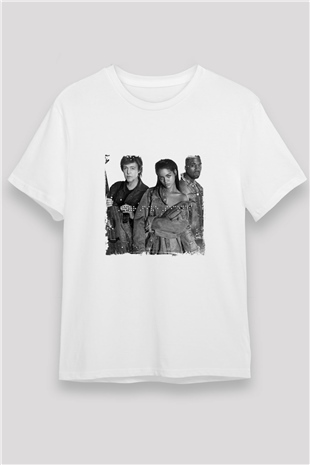 Rihanna Baskılı Unisex Beyaz Tişört