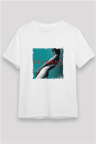 Rihanna Baskılı Unisex Beyaz Tişört