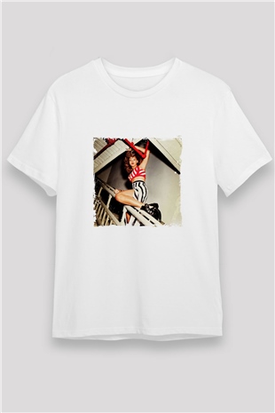 Rihanna Baskılı Unisex Beyaz Tişört