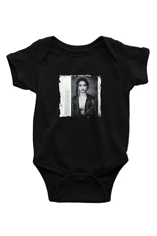 Rihanna Baskılı Unisex Siyah Bebek Body - Zıbın