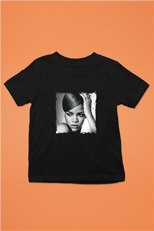 Rihanna Baskılı Unisex Siyah Çocuk Tişört