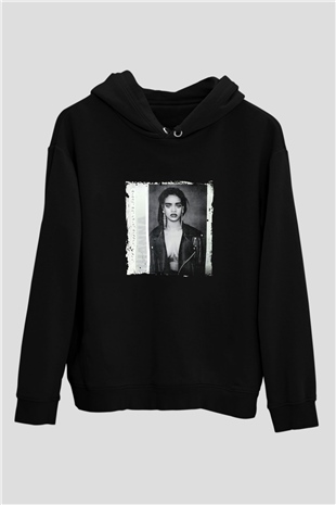 Rihanna Baskılı Unisex Siyah Hoodie