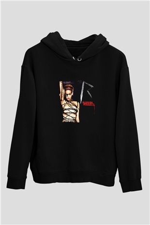 Rihanna Baskılı Unisex Siyah Hoodie