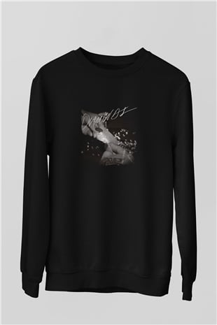 Rihanna Baskılı Unisex Siyah Sweatshirt