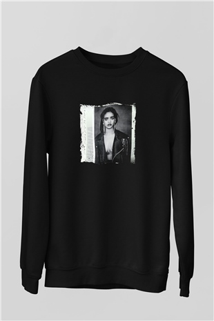 Rihanna Baskılı Unisex Siyah Sweatshirt