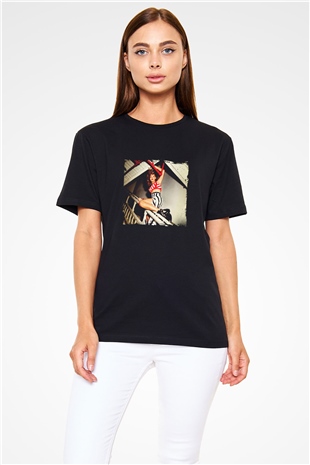 Rihanna Baskılı Unisex Siyah Tişört
