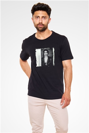 Rihanna Baskılı Unisex Siyah Tişört