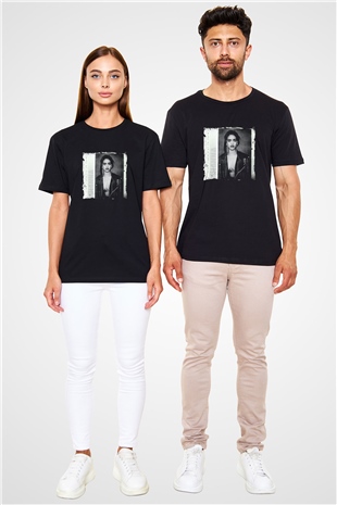 Rihanna Baskılı Unisex Siyah Tişört