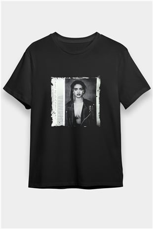 Rihanna Baskılı Unisex Siyah Tişört