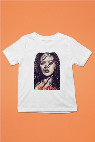 Rihanna Beyaz Unisex Çocuk Tişört