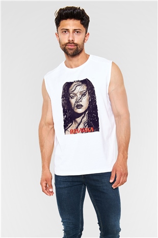Rihanna Beyaz Unisex Kolsuz Tişört