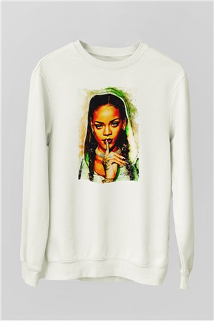 Rihanna Beyaz Unisex Sweatshirt