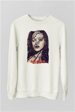 Rihanna Beyaz Unisex Sweatshirt