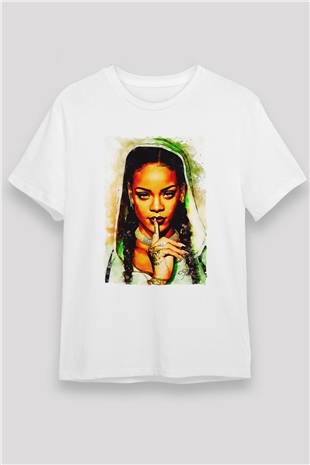 Rihanna Beyaz Unisex Tişört T-Shirt - TişörtFabrikası
