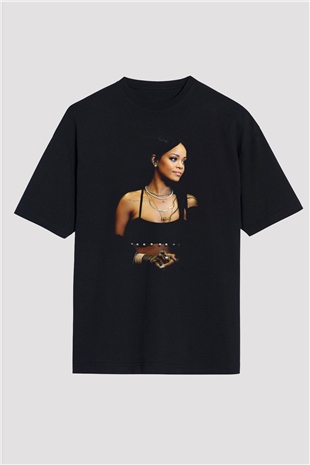 Rihanna Siyah Unisex Oversize Tişört T-Shirt