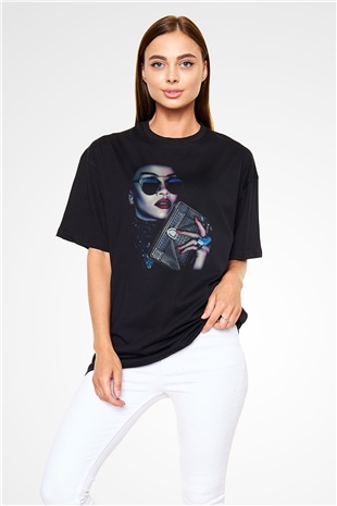 Rihanna Siyah Unisex Oversize Tişört T-Shirt