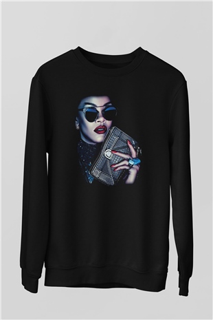 Rihanna Siyah Unisex Sweatshirt