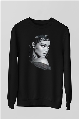 Rihanna Siyah Unisex Sweatshirt
