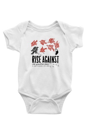 Rise Against Baskılı Beyaz Unisex Bebek Body - Zıbın