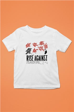 Rise Against Baskılı Beyaz Unisex Çocuk Tişört