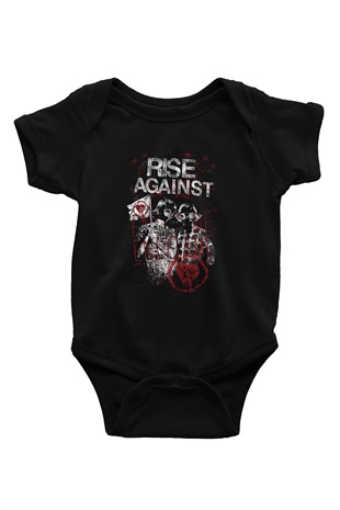 Rise Against Baskılı Siyah Bebek Body - Zıbın