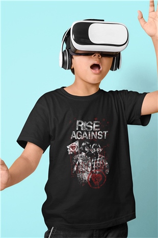 Rise Against Baskılı Siyah Unisex Çocuk Tişört