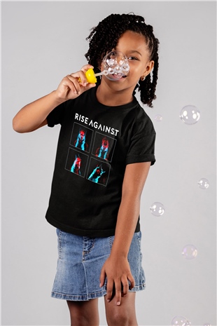 Rise Against Baskılı Siyah Unisex Çocuk Tişört